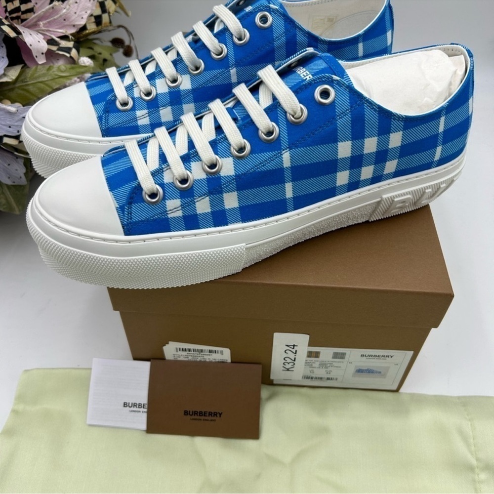Men’s Burberry, Jack vivid blue check sneaker size 44 made in Italy - Picture 4 of 7